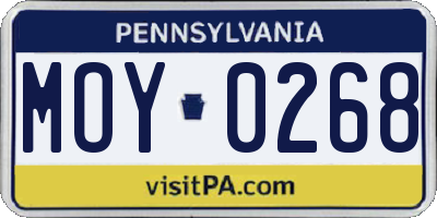 PA license plate MOY0268