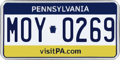 PA license plate MOY0269