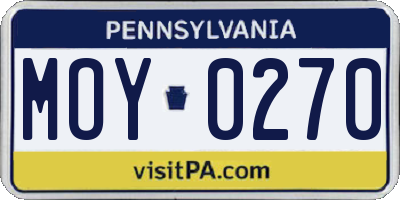 PA license plate MOY0270