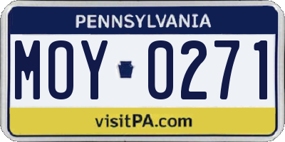 PA license plate MOY0271