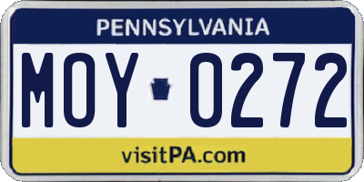 PA license plate MOY0272