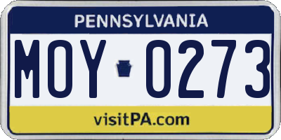 PA license plate MOY0273