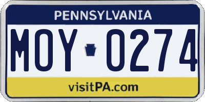 PA license plate MOY0274