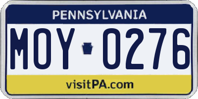 PA license plate MOY0276