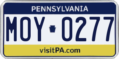 PA license plate MOY0277