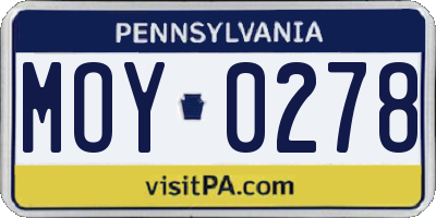 PA license plate MOY0278