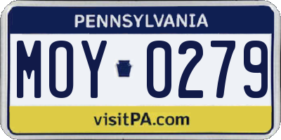 PA license plate MOY0279