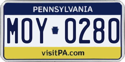 PA license plate MOY0280
