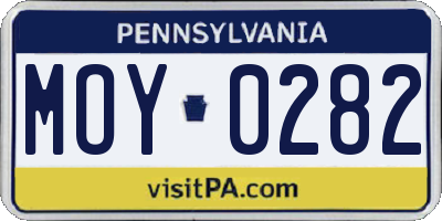 PA license plate MOY0282