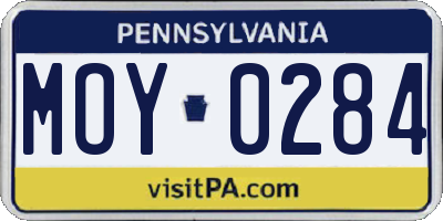 PA license plate MOY0284
