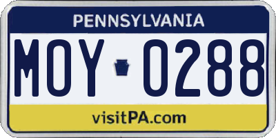 PA license plate MOY0288