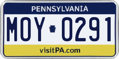 PA license plate MOY0291