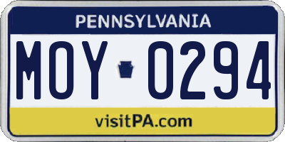 PA license plate MOY0294