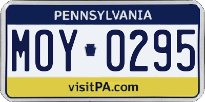 PA license plate MOY0295
