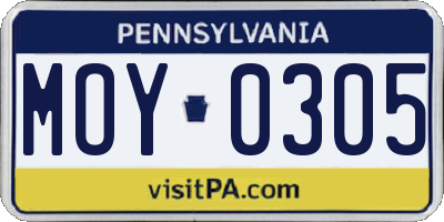 PA license plate MOY0305