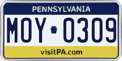 PA license plate MOY0309