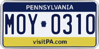 PA license plate MOY0310