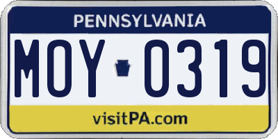 PA license plate MOY0319