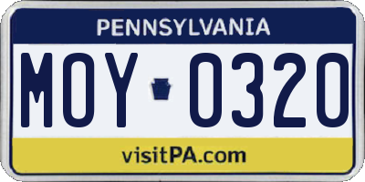 PA license plate MOY0320