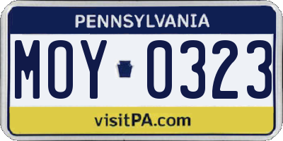PA license plate MOY0323