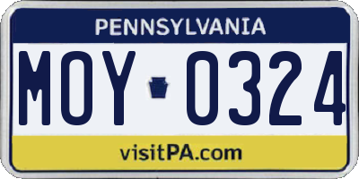 PA license plate MOY0324