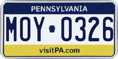 PA license plate MOY0326