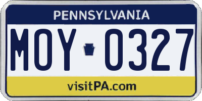 PA license plate MOY0327