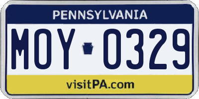 PA license plate MOY0329