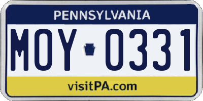 PA license plate MOY0331