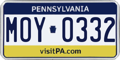 PA license plate MOY0332