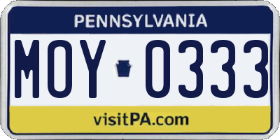 PA license plate MOY0333