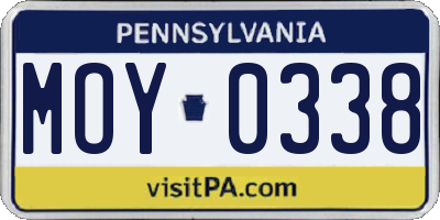 PA license plate MOY0338