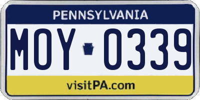 PA license plate MOY0339