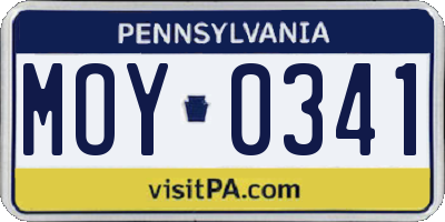 PA license plate MOY0341