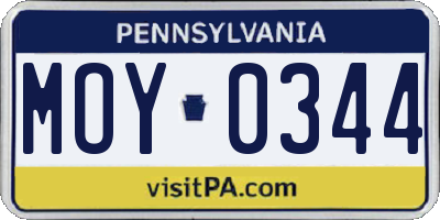 PA license plate MOY0344