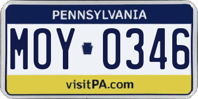 PA license plate MOY0346