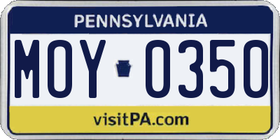 PA license plate MOY0350