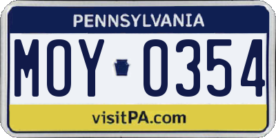 PA license plate MOY0354