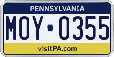 PA license plate MOY0355