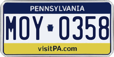PA license plate MOY0358