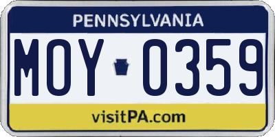 PA license plate MOY0359