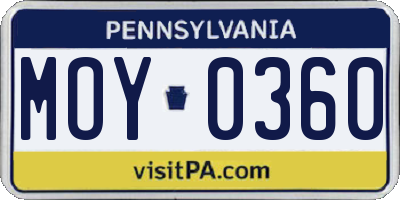 PA license plate MOY0360