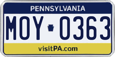 PA license plate MOY0363