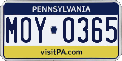 PA license plate MOY0365