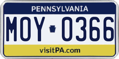 PA license plate MOY0366