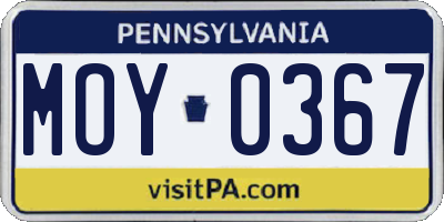 PA license plate MOY0367