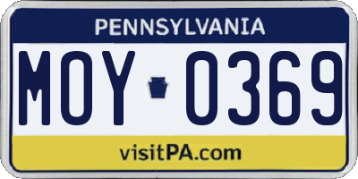 PA license plate MOY0369