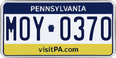 PA license plate MOY0370
