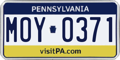 PA license plate MOY0371