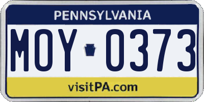 PA license plate MOY0373